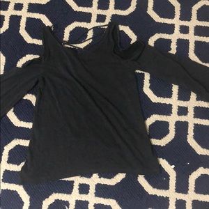 Lace up back cold shoulder long sleeve top